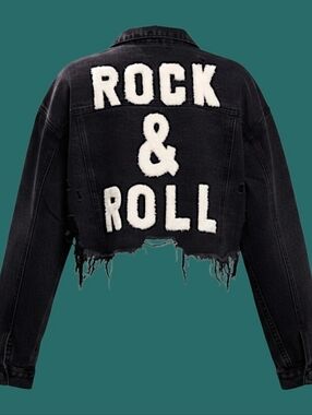 Trio Urban | Designer 🤟Rock & Roll🎸 Relaxed-fit Cropped Denim Jacket🔥